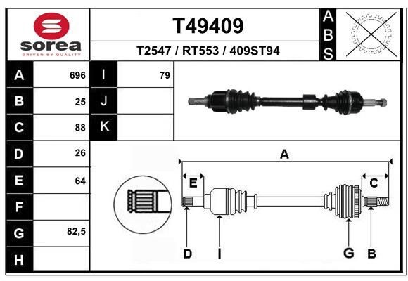 EAI Drive shaft Article number: T49409 cheaply