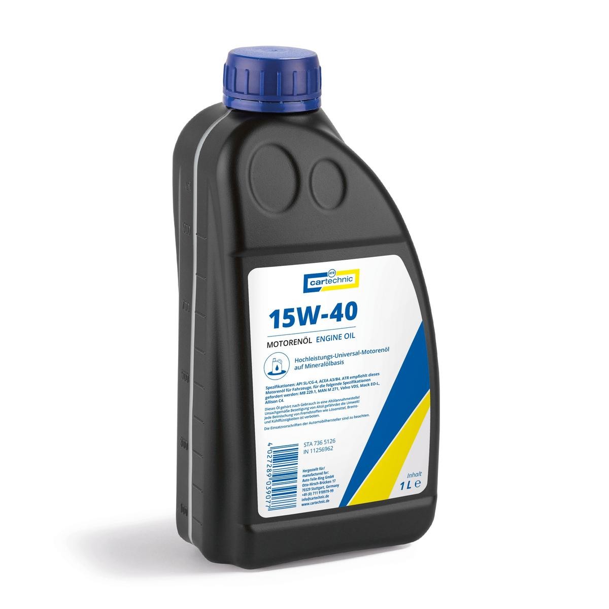 CARTECHNIC Engine oil Article number: 40 27289 03907 7 cheaply