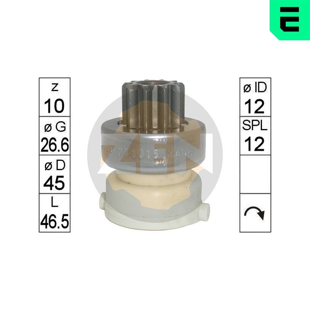ERA ZN1820 Freewheel Gear, starter FIESTA 1.25 i 16V 75 PS Petrol 2002