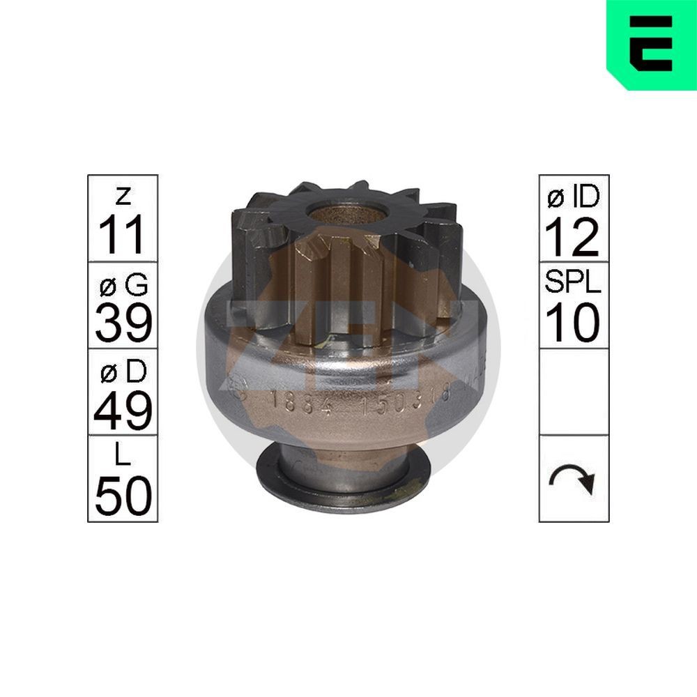 ERA ZN1884 Freewheel Gear, starter COROLLA 2.2 D-4D (AUR10_) 177 PS Diesel 2009