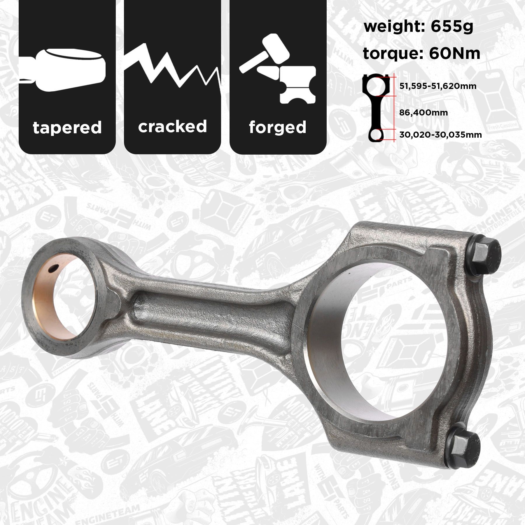 ET ENGINETEAM OM0057 Connecting Rod MEGANE 1.6 dCi 130 (B9A4) 130 PS Diesel