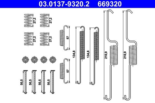 ATE 03.0137-9320.2 Lisakomplekt, Piduriklotsid AMAROK 2.0 BiTDI 4motion 180 HP Diisel 2022