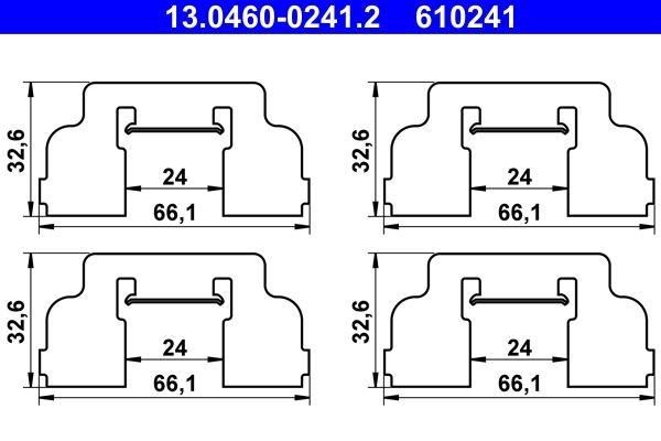 ATE 13.0460-0241.2 Lisakomplekt, ketaspiduriklotsid LOGAN 1.5 dCi 65 HP Diisel