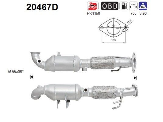 AS Catalytic converter Article number: 20467D cheaply