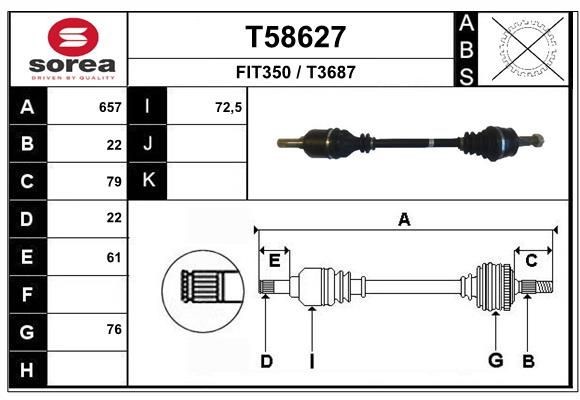 EAI Drive shaft Article number: T58627 cheaply