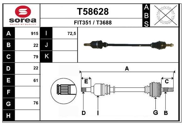 EAI Drive shaft Article number: T58628 cheaply