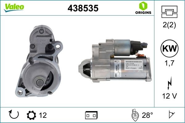 VALEO Starter motor Article number: 438535 cheaply