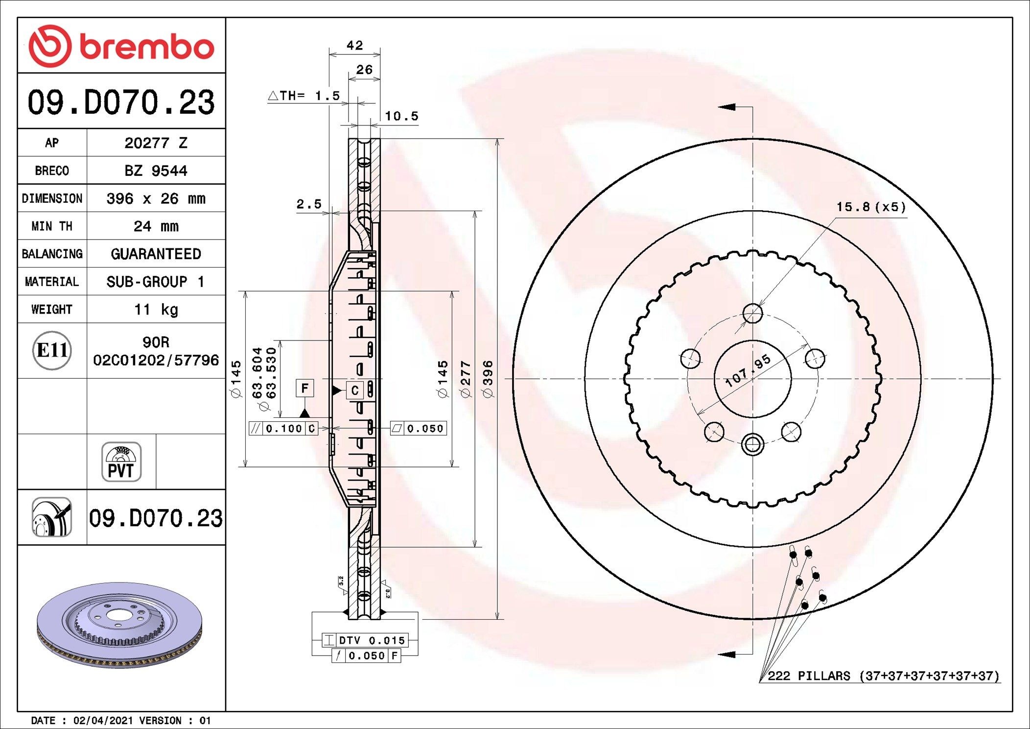 BREMBO Brake disc Article number: 09.D070.23 cheaply