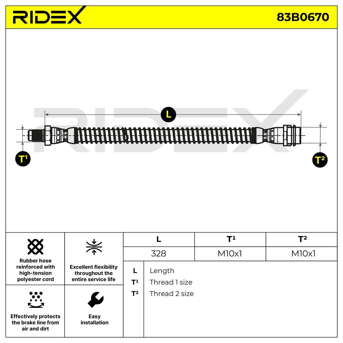 RIDEX Brake hose Article number: 83B0670 cheaply