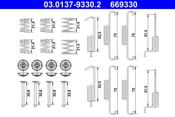 ATE 03.0137-9330.2 Kit di accessori per ganasce freno CADENZA 2.4 180 CV Benzina