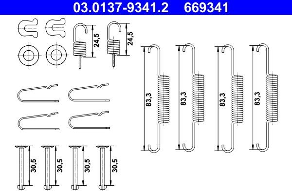 ATE 03.0137-9341.2 Brake shoe fitting kit CR-V 2.0 i-VTEC (RE5, RE1) 150 PS Petrol