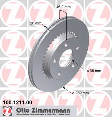 ZIMMERMANN Brake disc Article number: 100.1211.00 cheaply