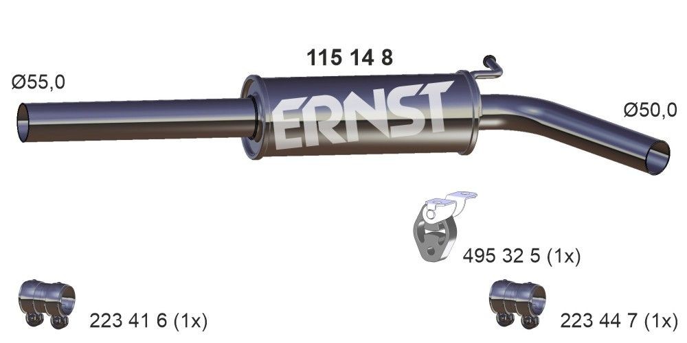 ERNST Middle silencer Article number: 115148 cheaply