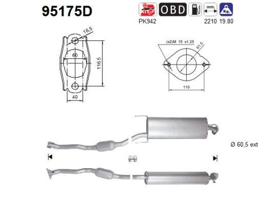 AS Catalytic converter Article number: 95175D cheaply