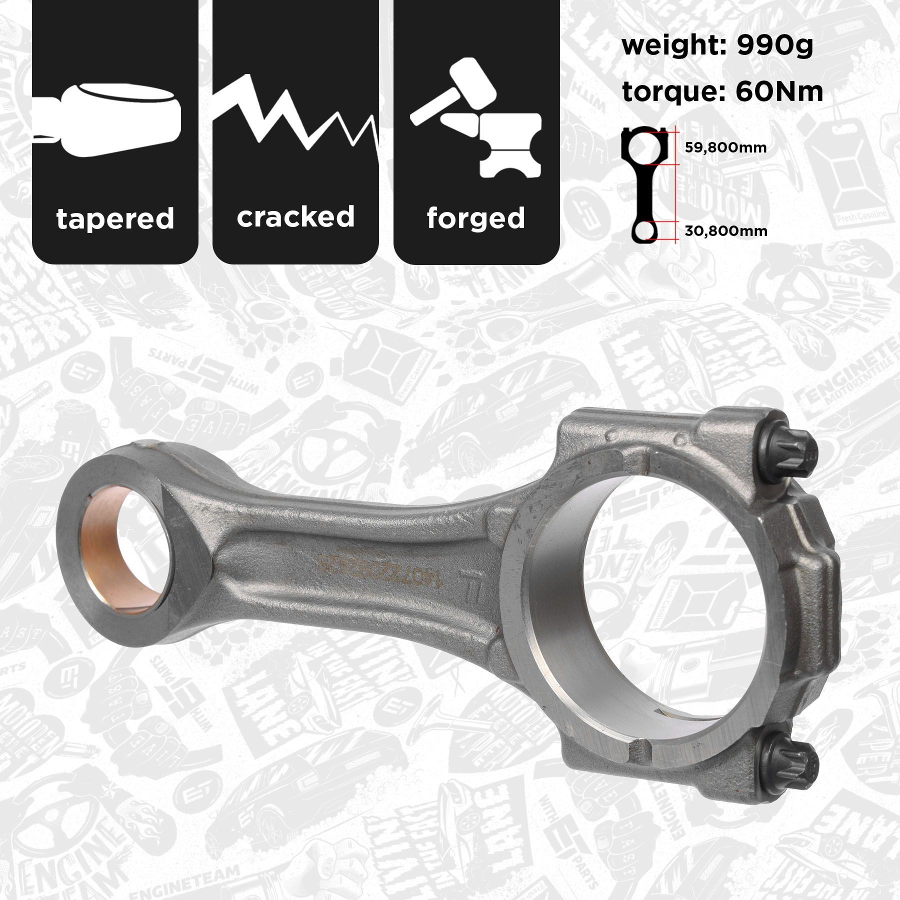 ET ENGINETEAM OM0074 Connecting Rod Daily 33S16, 35S16, 35C16, 40C16, 42S16, 50C16 156 PS Diesel