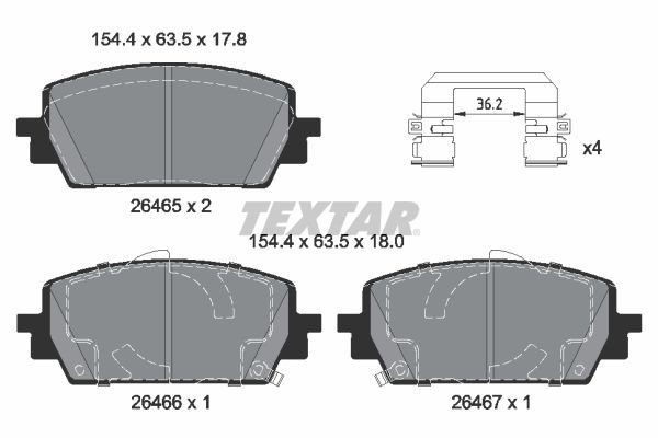 TEXTAR Brake pad set Article number: 2646501 cheaply
