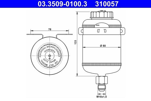 ATE Expansion Tank, brake fluid Article number: 03.3509-0100.3 cheaply