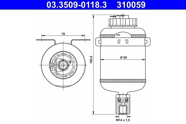 ATE Expansion Tank, brake fluid Article number: 03.3509-0118.3 cheaply