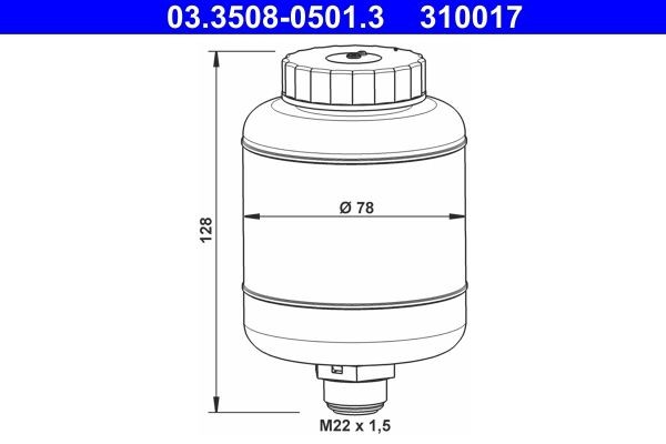 ATE Expansion Tank, brake fluid Article number: 03.3508-0501.3 cheaply