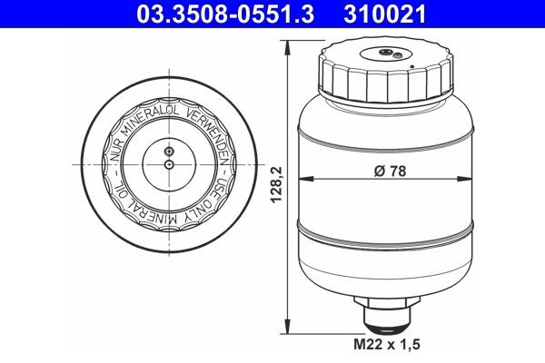 ATE Expansion Tank, brake fluid Article number: 03.3508-0551.3 cheaply