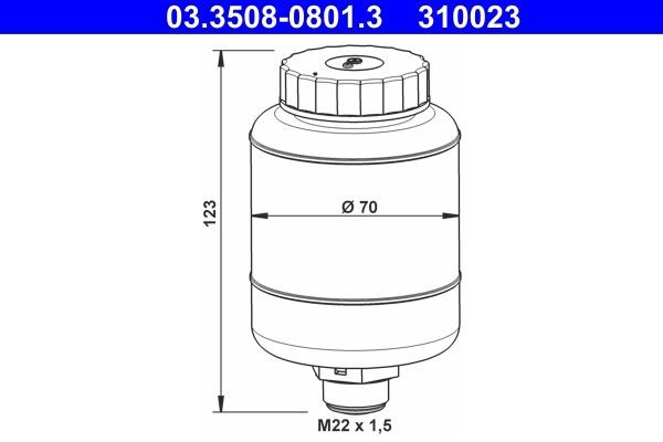 ATE Expansion Tank, brake fluid Article number: 03.3508-0801.3 cheaply