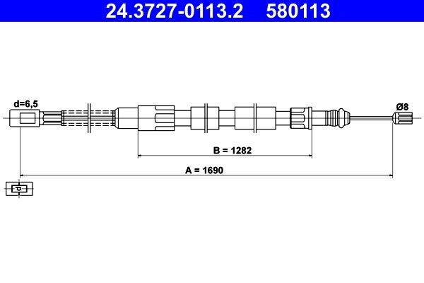 ATE Hand brake cable Article number: 24.3727-0113.2 cheaply