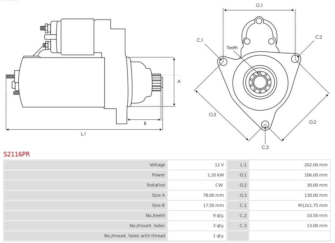 AS-PL Starter motor Article number: S2116PR cheaply