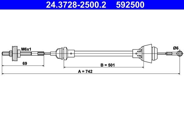 ATE Clutch Cable Article number: 24.3728-2500.2 cheaply