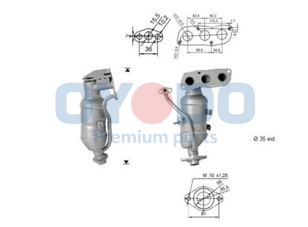 Oyodo Catalytic converter Article number: 10N0086-OYO cheaply