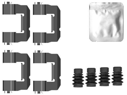 HELLA 8DZ 355 207-091 Lisakomplekt, ketaspiduriklotsid MOKKA / MOKKA X 1.4 140 HP Bensiin