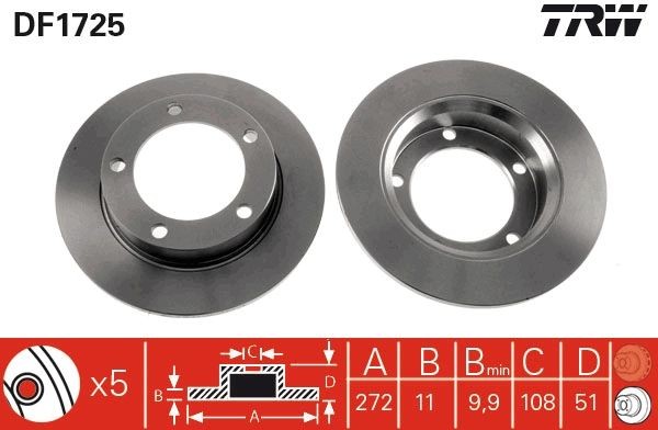 TRW Brake disc Article number: DF1725 cheaply