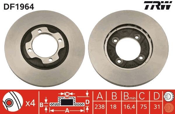 TRW Brake disc Article number: DF1964 cheaply