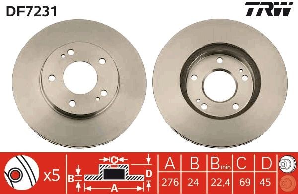 TRW Brake disc Article number: DF7231 cheaply