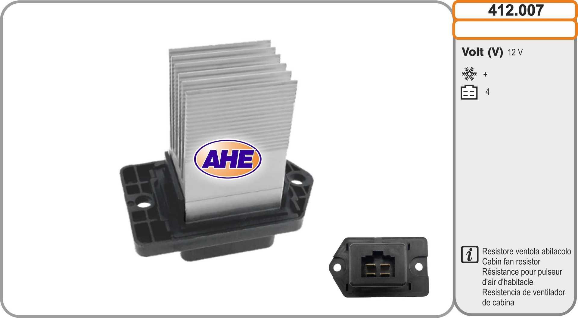 AHE Pre-resistor, electro motor radiator fan Article number: 412.007 cheaply