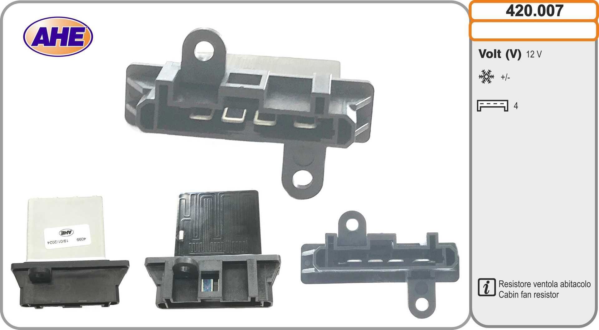 AHE Pre-resistor, electro motor radiator fan Article number: 420.007 cheaply