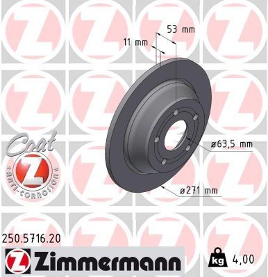 ZIMMERMANN Brake disc Article number: 250.5716.20 cheaply