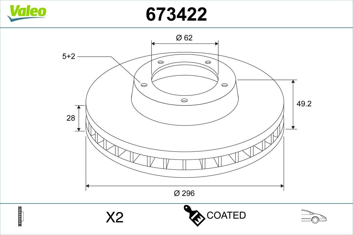 VALEO Brake disc Article number: 673422 cheaply