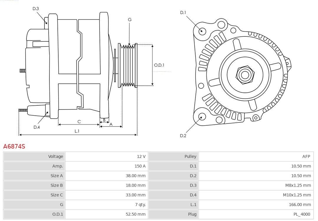 AS-PL Alternator Article number: A6874S cheaply