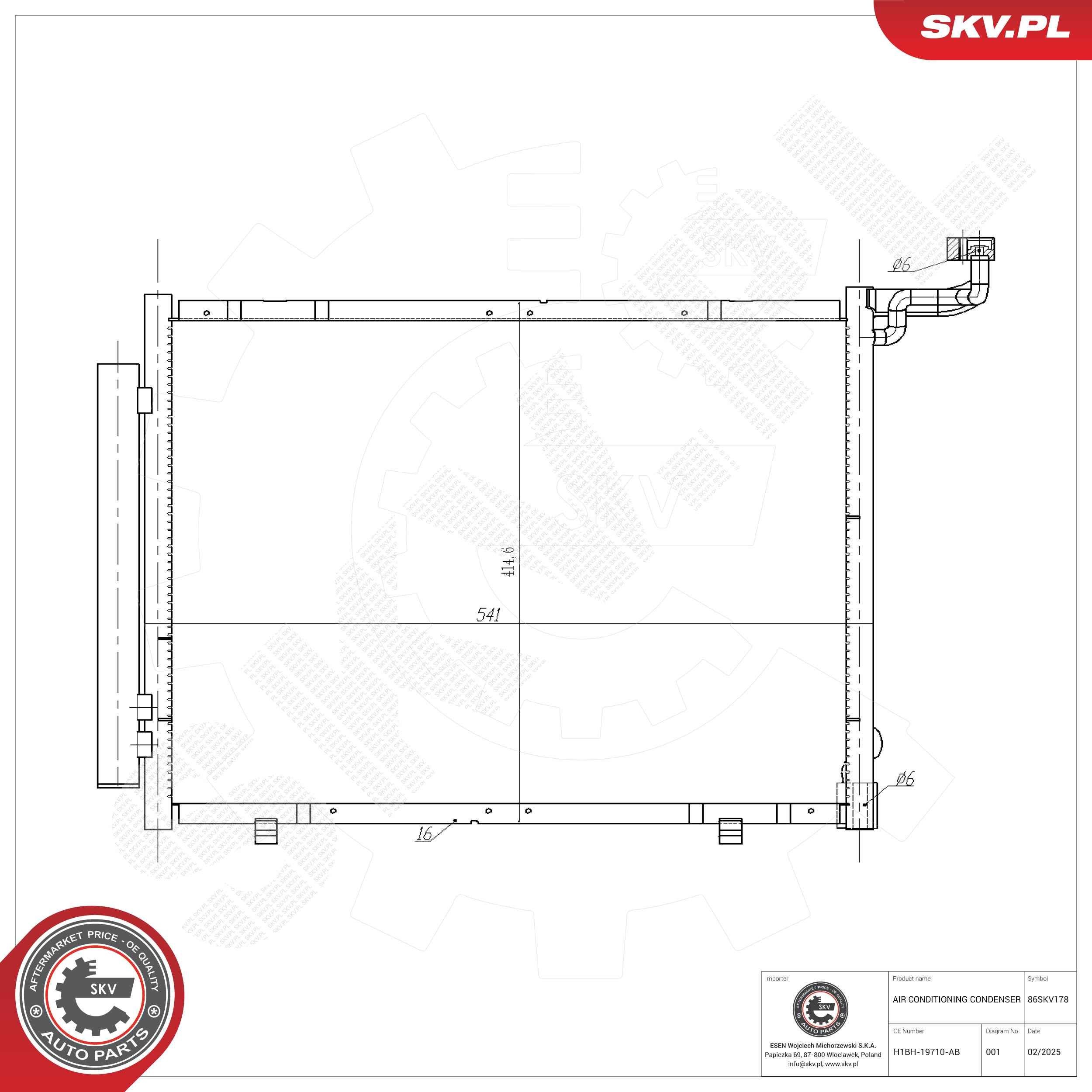 ESEN SKV Air conditioning condenser Article number: 86SKV178 cheaply