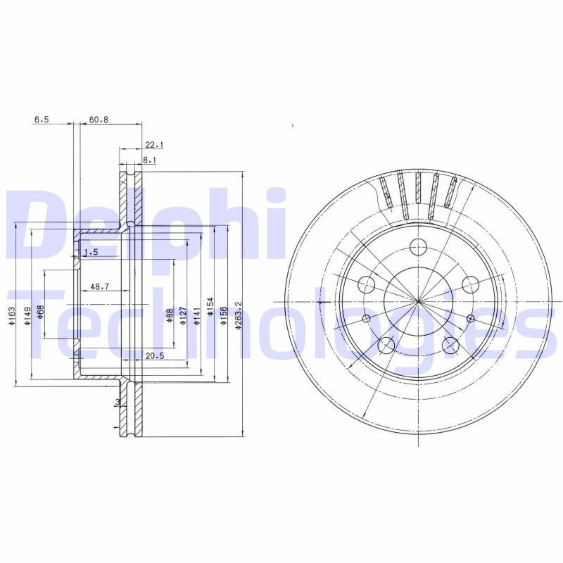 DELPHI Brake disc Article number: BG2207 cheaply