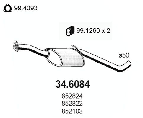 ASSO Middle silencer Article number: 34.6084 cheaply