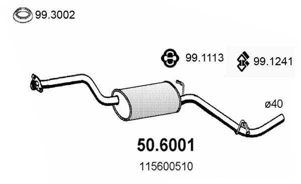ASSO Middle silencer Article number: 50.6001 cheaply