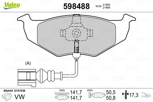 VALEO Brake pad set Article number: 598488 cheaply