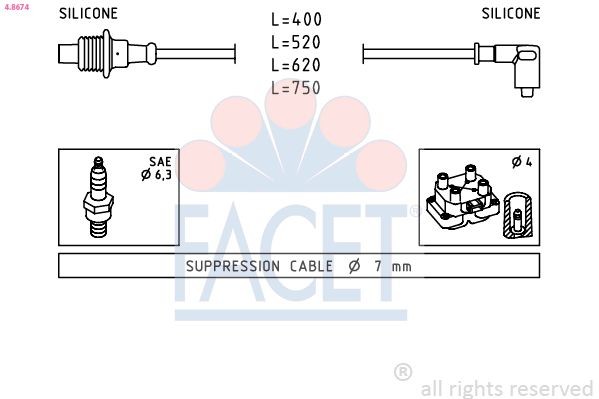 FACET Ignition Cable Kit Article number: 4.8674 cheaply