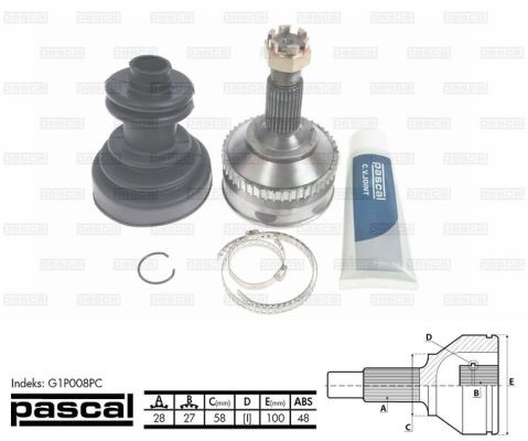 PASCAL Joint kit, drive shaft Article number: G1P008PC cheaply