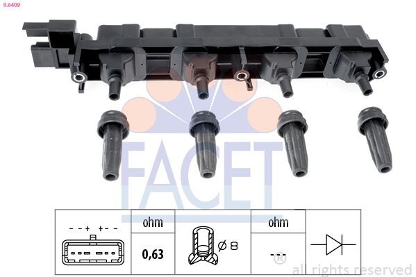 FACET HT.0645 Remondikomplekt, süütejagaja TWINGO 1.2 (C063, C064) 55 HP Bensiin 2012