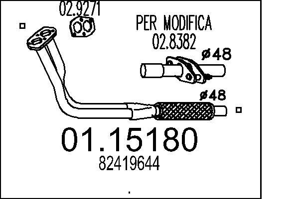 MTS Exhaust Pipe Article number: 01.15180 cheaply