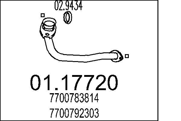 MTS Exhaust Pipe Article number: 01.17720 cheaply