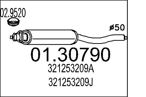 MTS Front Silencer Article number: 01.30790 cheaply