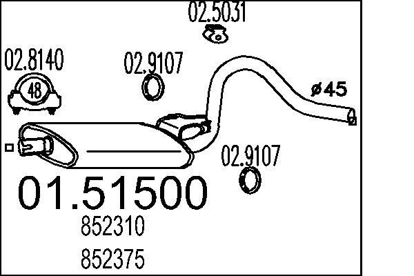 MTS Middle silencer Article number: 01.51500 cheaply